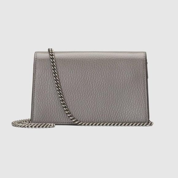 Gucci Shoulder Bag Dusty Gray Silver Crystal Leather - Picture 3 of 6